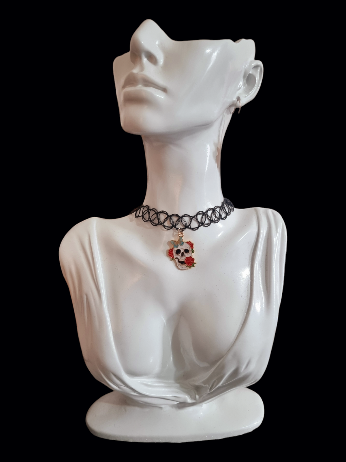 Blue Butterfly Skull Choker