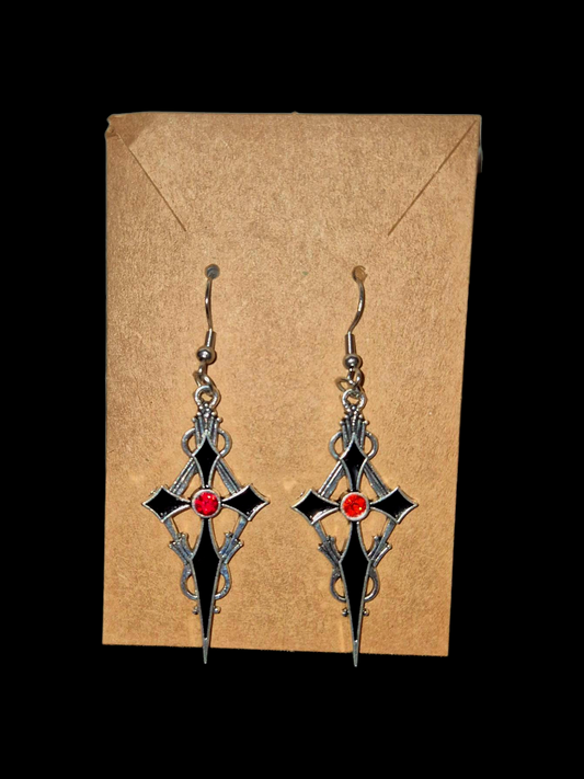 Gothic Cross Pendant Earrings