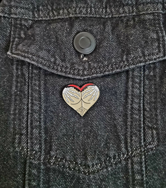 Skeleton Hands Booty Pin Badge