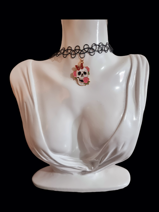 Red Butterfly Skull Choker