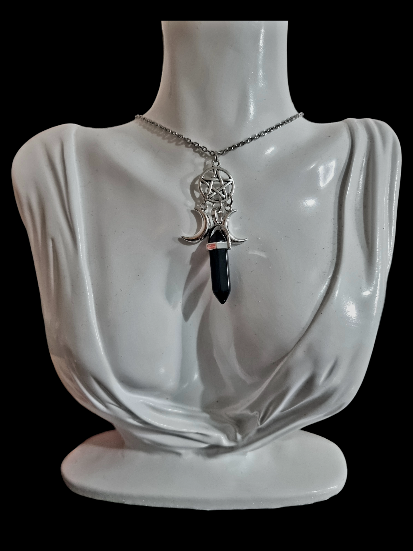 Obsidian Crystal Pendant Necklace