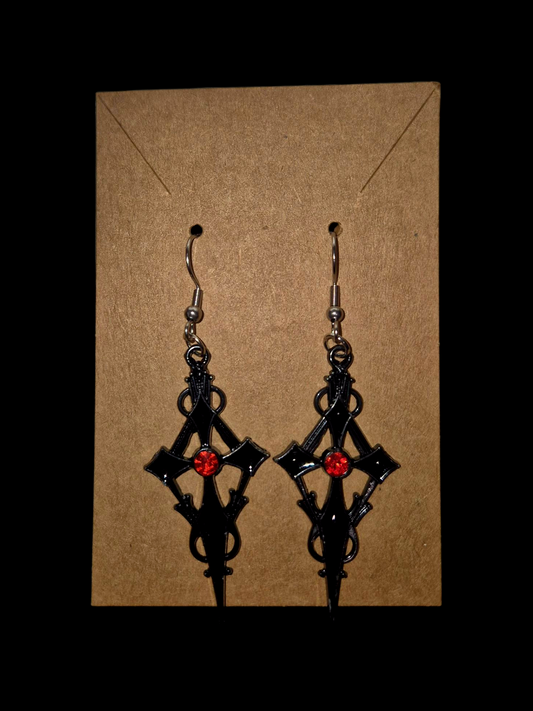 Gothic Cross Pendant Earrings